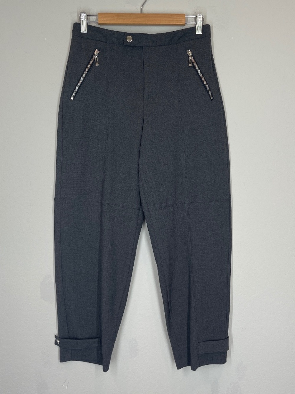 Zara Pants Women's S Gray Tapered Leg Stretch Pockets Loose